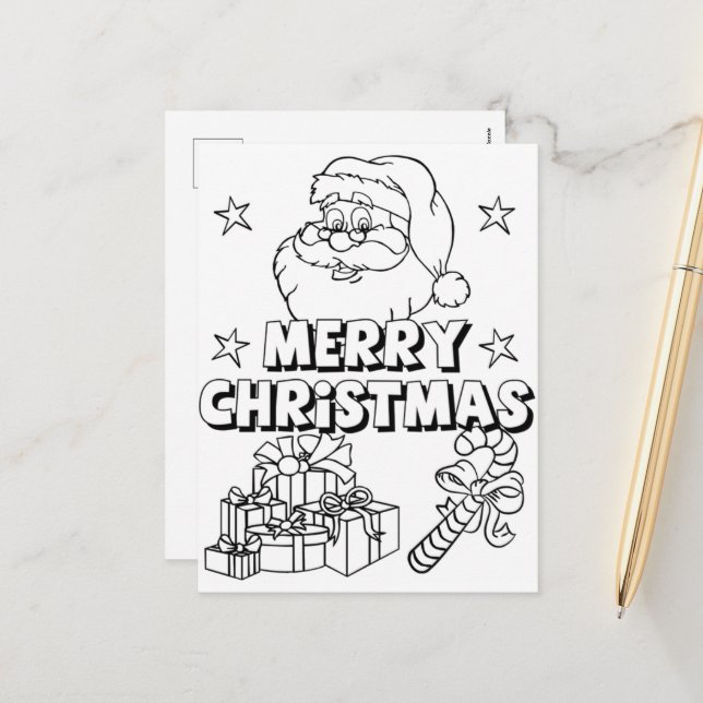 Color In Christmas Holiday Postcard (Front/Back In Situ)