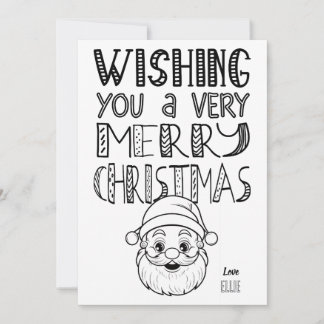 Color-in Merry Christmas Santa Flat Card