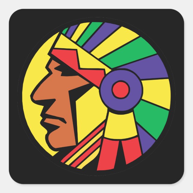 Color Indian Head Square Sticker (Front)