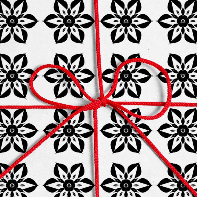 Color it! Black flower wrapping paper (Creator Uploaded)