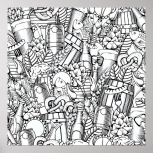 Color It Poster Beer and Food Art