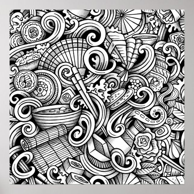 Color It Poster Japanese Food Art (Front)