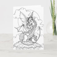 Color it Yourself Fairy and Dragon Drawing Card