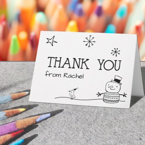 Color It Yourself Snowman Thank You Postcard