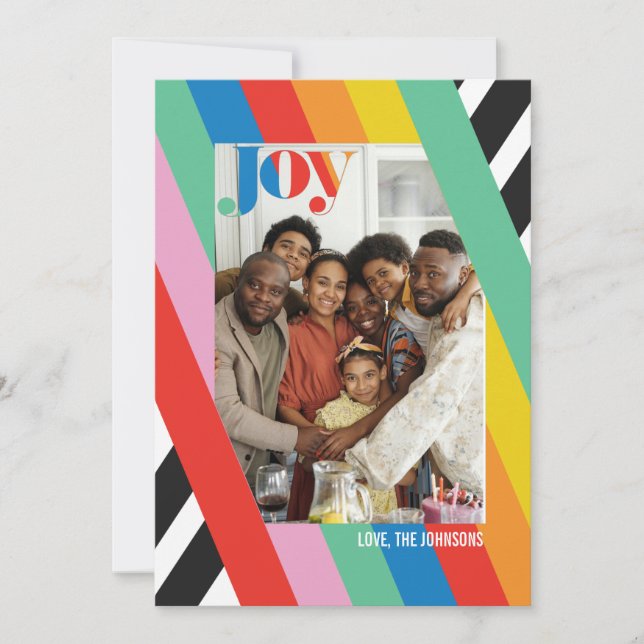 Color Joy Modern Striped Holiday Photo Card (Front)