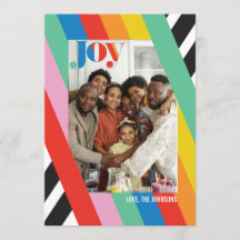 Color Joy Modern Striped Holiday Photo Card