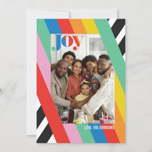 Color Joy Modern Striped Holiday Photo Card