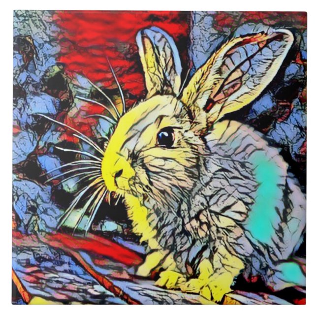 color kick bunny ceramic tile (Front)