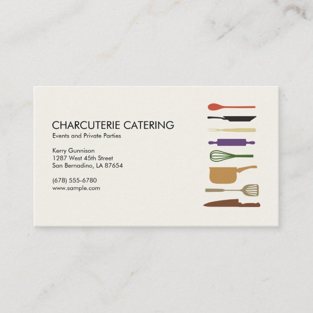 Color Kitchen Tools Catering Business Card (Front)