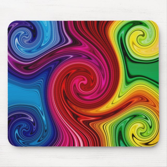 Color Lined Spectrum Swirl Mousepad (Front)