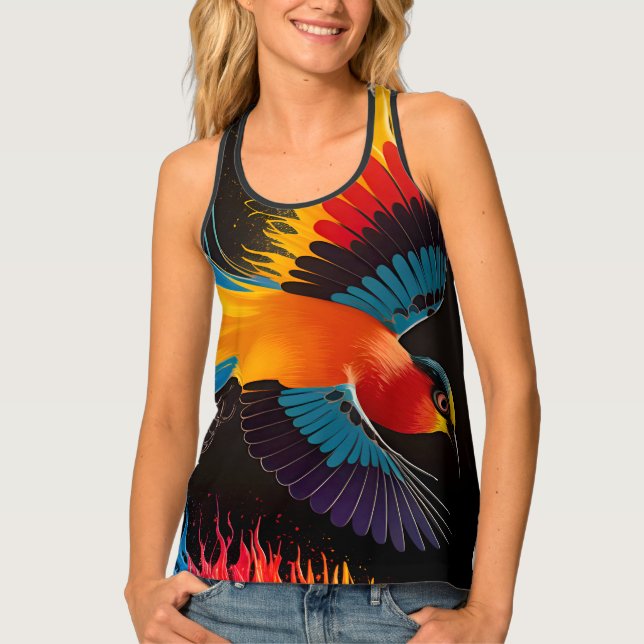 Color liquefy bird tank top (Front)