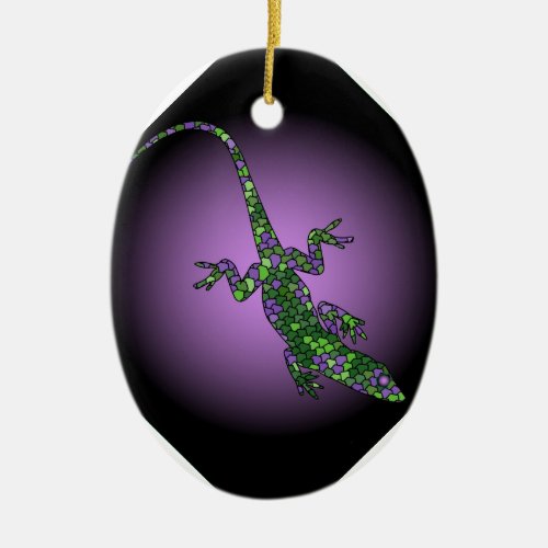 color lizards salamanders purple and green ceramic ornament