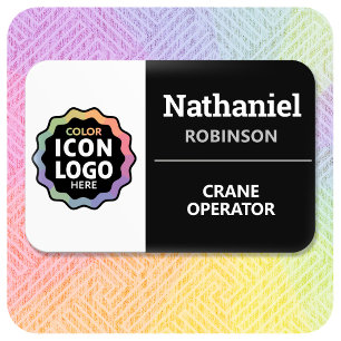 Color Logo Black White Minimal Employee ID Name Tag