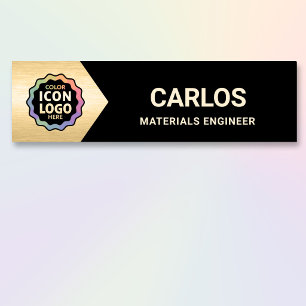 Color Logo Classic Black Gold Chevron Company ID Name Tag