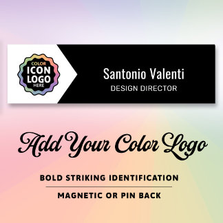 Color Logo Classic Black White Chevron Business ID Name Tag
