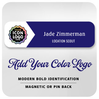 Color Logo Navy Blue White Employee Business ID Name Tag