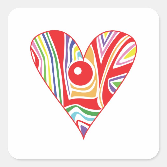 Color LOVE heart Square Sticker (Front)