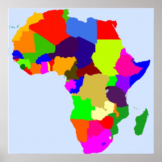 Color Map of Africa Poster - Blank | Zazzle.com