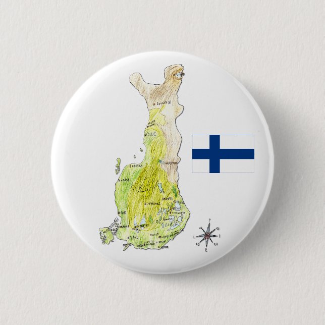 Color Map of Finland Drawing Badge Pin Button (Front)