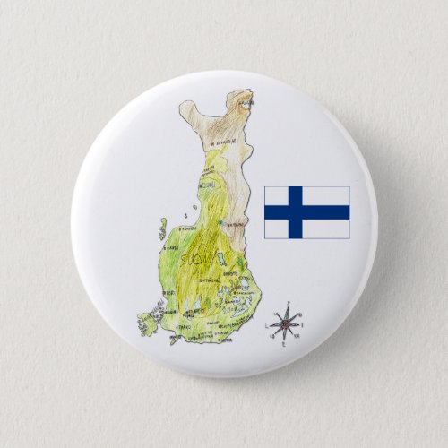 Color Map of Finland Drawing Badge Pin Button