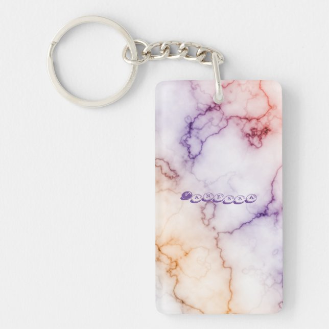 Color Marble Pattern Personalization Keychain (Front)