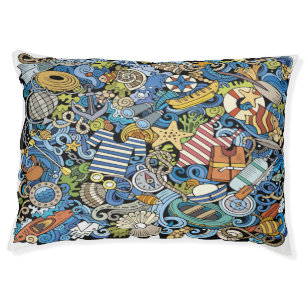 Color Marine hand drawn doodles Pet Bed