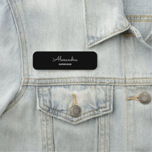 Color Match Business Company Staff  Modern Black Name Tag