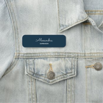 Color Match Business Company Staff | Navy Blue Name Tag by freshpaperie at Zazzle