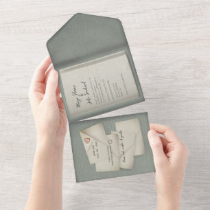 Color Match Love Note Book Wedding Invitation