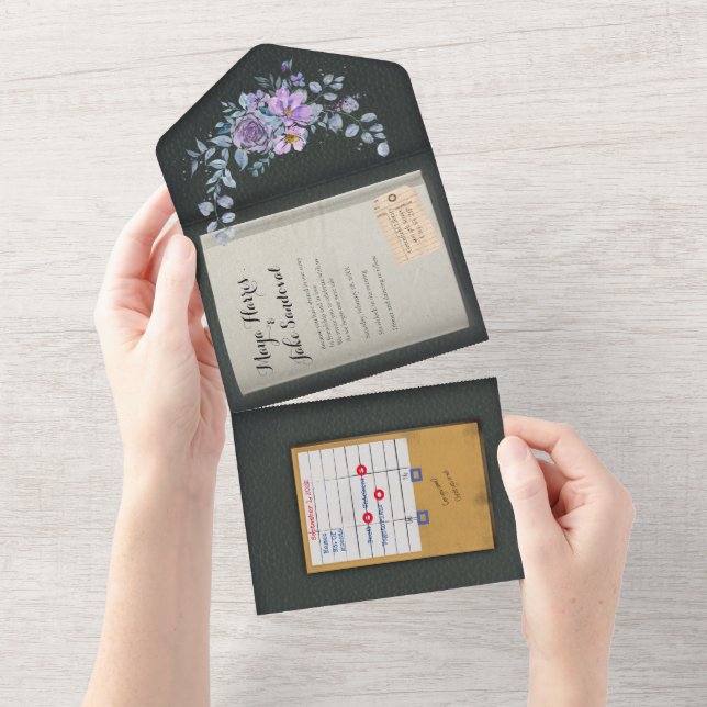 Color Match Watercolor Book Wedding Invitation (Tearaway)