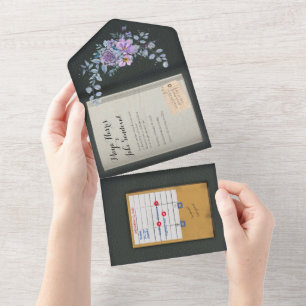 Color Match Watercolor Book Wedding Invitation