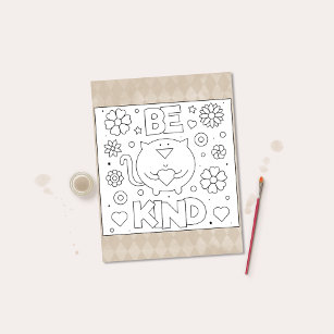 Color Me Be Kind Cat Inspirational Activity Cards