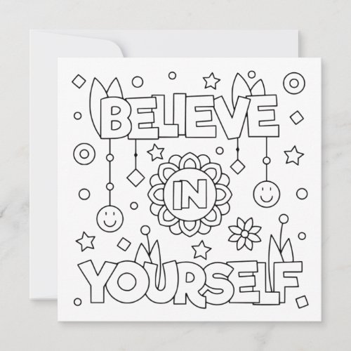 Color Me Believe In Yourself  Activity Card