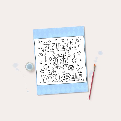 Color Me Believe In Yourself  Activity Cards