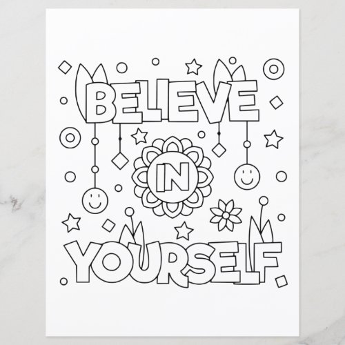 Color Me Believe In Yourself Kids Activity Cards