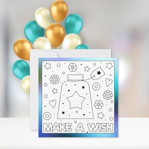 Color Me Birthday Make a Wish  Activity Card