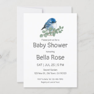 Color Me Blue Bird Baby Shower Invitations