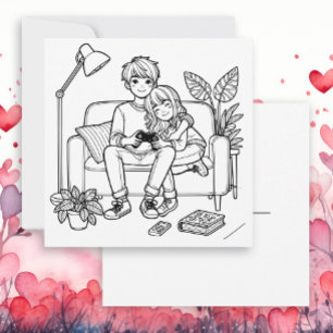 Color Me Card Anime Girl Boy Gaming