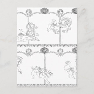 Color Me Carousel Postcard