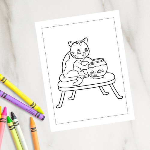 Color Me Cat and Fishbowl  Kids Activity Cards