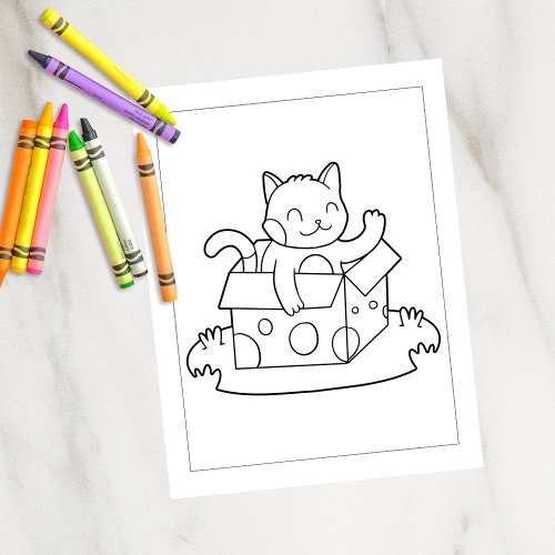 Color Me Cat in a Box  Kids Activity Cards
