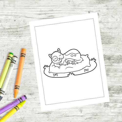 Color Me Cat Sleeping  Kids Activity Cards