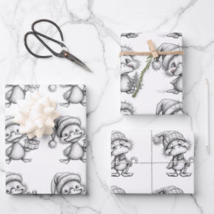 Color me Christmas Goose Wrapping Paper Sheets