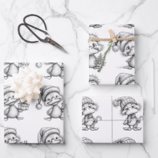 Color me Christmas Goose Wrapping Paper Sheets