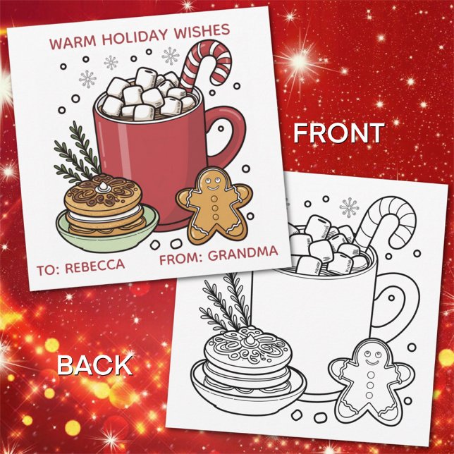 Color Me Christmas Holiday Hot Cocoa with Cookies Card (Creator Uploaded)