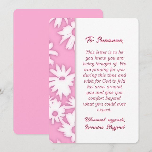 Color Me Daisies Daisies Pink Sympathy Card (Front/Back)