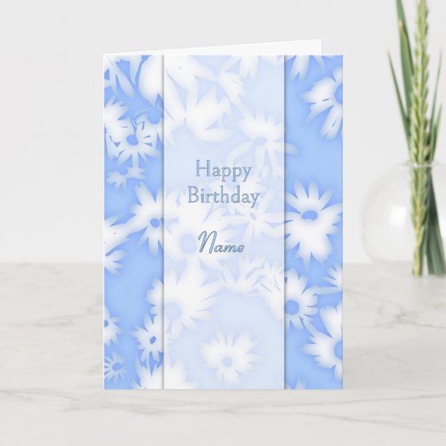 Color Me Daisies Sky Blue Birthday Card (Front)