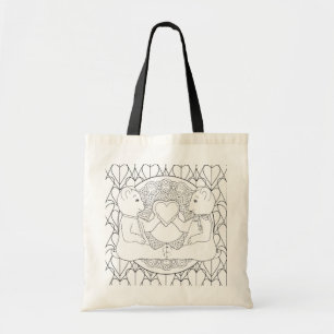 Color Me DIY Teddy Bear Hearts Tote Bag