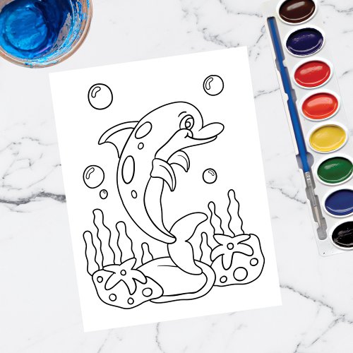 Color Me Dolphin  Kids Activity Cards