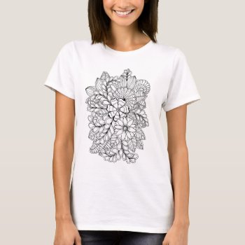 Color Me Floral Group Diy Doodle T-shirt by uniqueprints at Zazzle